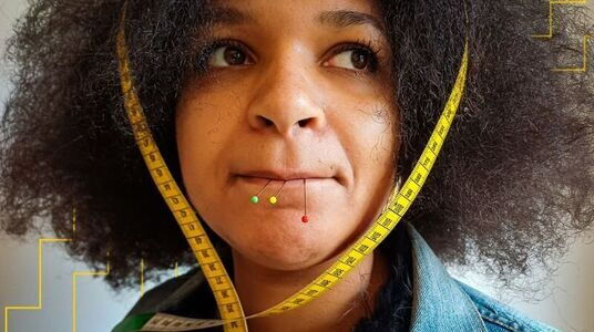woman with naai pins